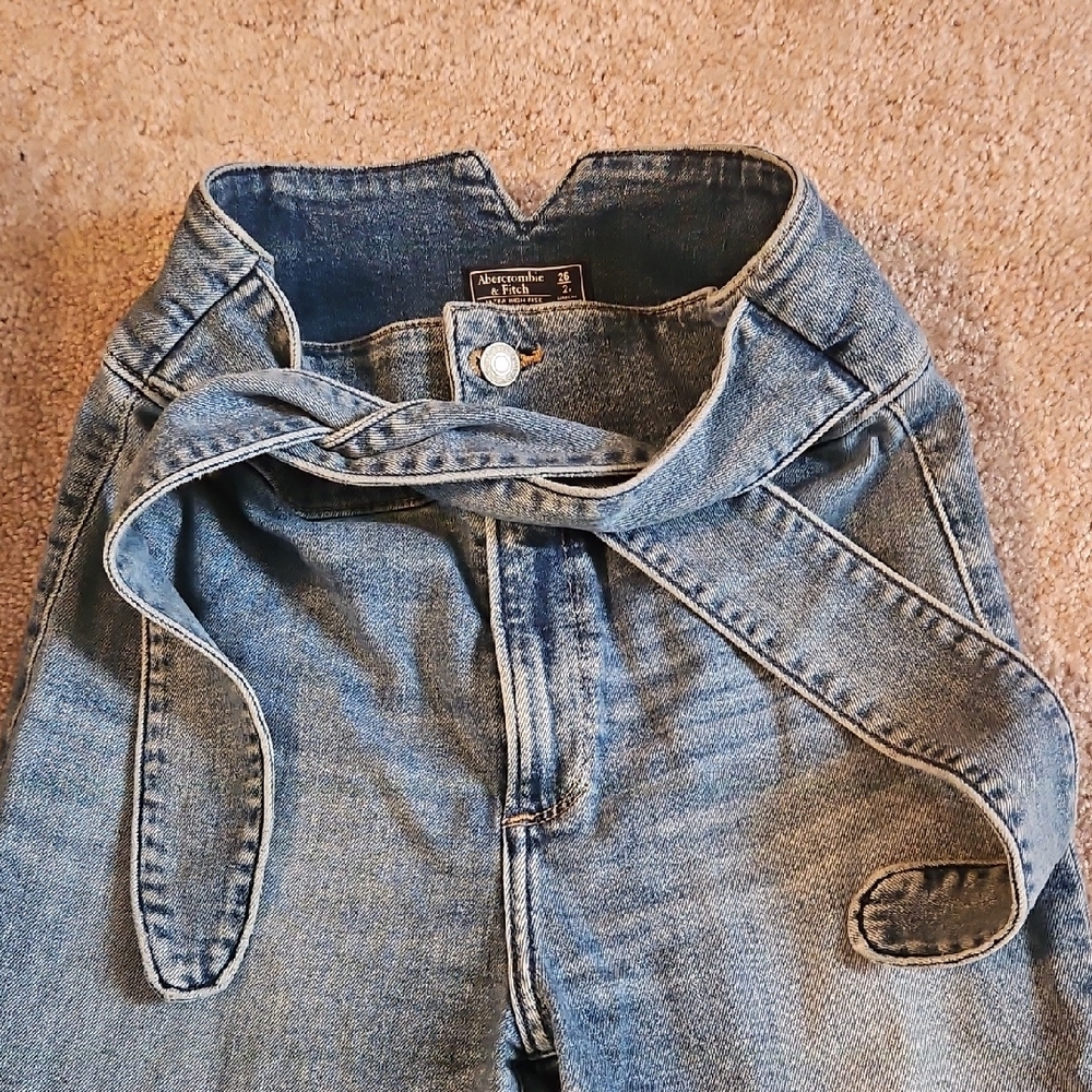 Abercrombie & Fitch High-Rise Blue Denim Jeans with Button Fly